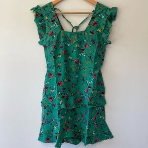 Band of Gypsies Green Floral Mini Dress